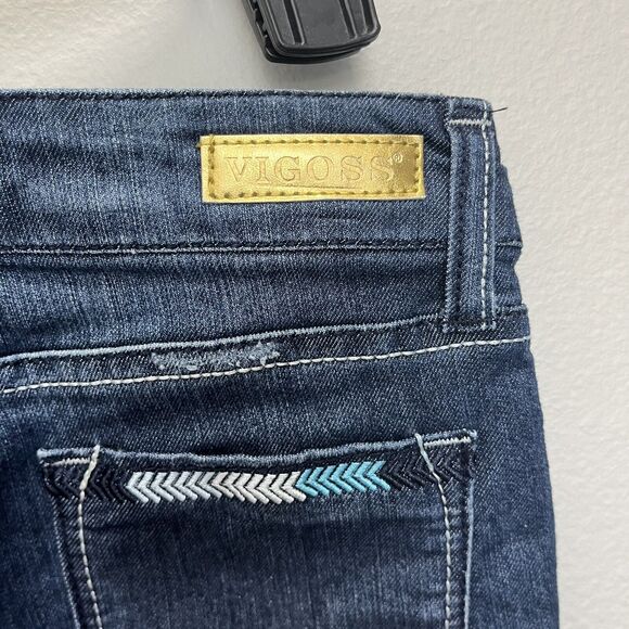 Vigoss | Embroidered The Jagger Capri Denim Jeans Distressed Girls Size 7 - Picture 5 of 6